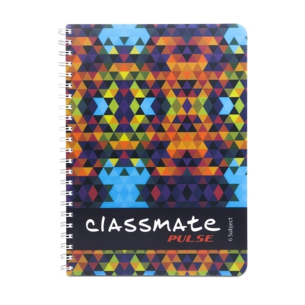Classmate Pulse 6 Subject Spiral Notebook - Pack of 1 | Unruled | 300 Pages | A4-29.7cm x 21.0cm | Attractive Cover Designs | Soft Cover | Notebooks for College Students - A4