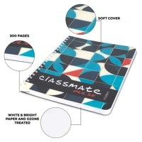 Classmate Pulse 6 Subject Spiral Notebook - Pack of 1 | Unruled | 300 Pages | 26.7cm x 20.3cm | Attractive Cover Designs | Soft Cover | Notebooks for College Students