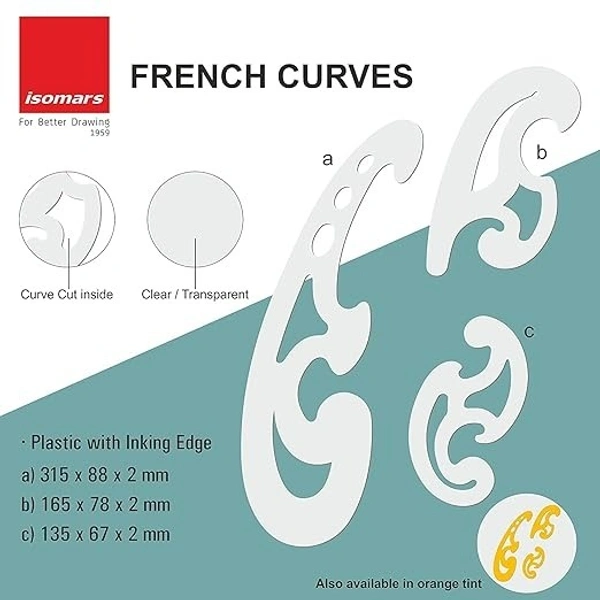 French curves Shape Scales with Drafting Patterns for Tailors set of -3