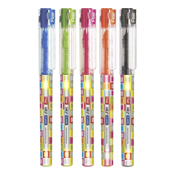 FLAIR Inky Series Classic Liquid Ink Fountain Pen Blister Pack | Easy Refilling With Jumbo Tube For Longer Writing 