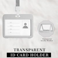 Plastic ID Cover Card Holder, Double Sides Visible, Unisex ID Card Holder Case for Office, School and Colleges