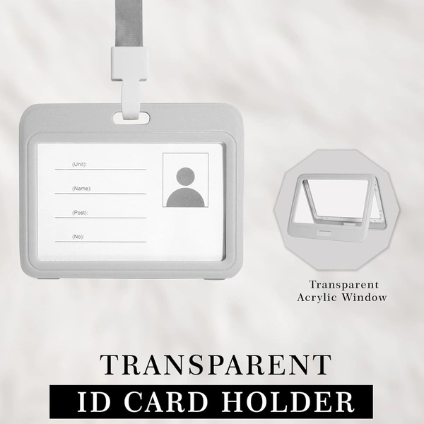 Plastic ID Cover Card Holder, Double Sides Visible, Unisex ID Card Holder Case for Office, School and Colleges