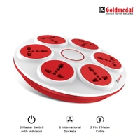 GOLDMEDAL Goldmedal 360 Degree Power Strip (White) – Pack of 1, 6-Outlet International Sockets, 3-pin 2 Meter Cable, Master Switch with LED Light Indicator and Overload Protector for Home & Office