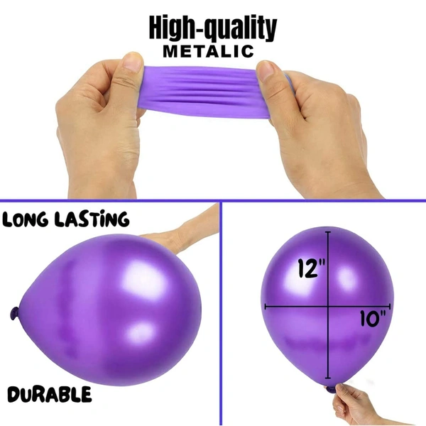 Purple Metallic Balloons - 50Pcs Balloons