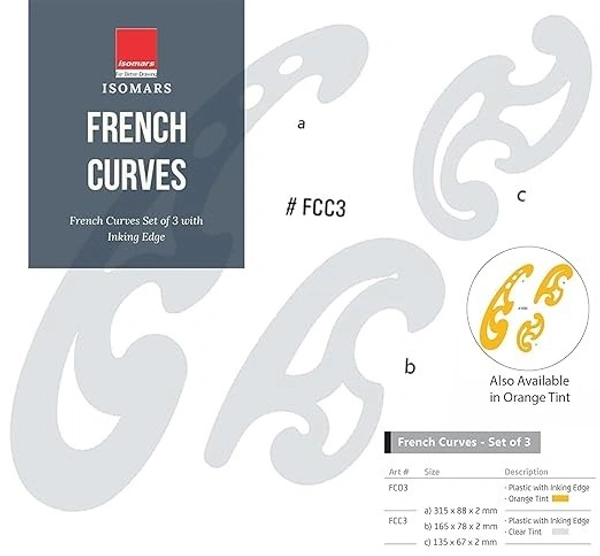 French curves Shape Scales with Drafting Patterns for Tailors set of -3