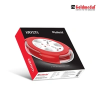 GOLDMEDAL Goldmedal Krysta 2 Pin Extension Cord (White and Red) – Pack of 1, Master Switch with Indicator, Heavy-Duty 5-meter Cable, International Sockets & 2-Pin Socket, Ultra-Smooth Rotation for Home & Office