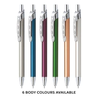 FLAIR Kiemaya Ball Pen Box Pack | Retractable Mechanism with Comfortable Grip for Easy Handling | Shiny & Attractive Metal Body