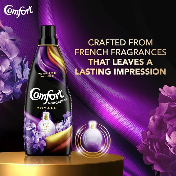 Comfort Perfume Deluxe After Wash Fabric Conditioner Royale 850 ml, Liquid Fabric Softener with Fine French Fragrance for Freshness, Softness & Shine