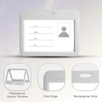 Plastic ID Cover Card Holder, Double Sides Visible, Unisex ID Card Holder Case for Office, School and Colleges