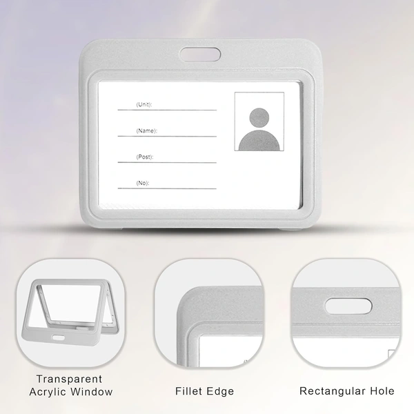 Plastic ID Cover Card Holder, Double Sides Visible, Unisex ID Card Holder Case for Office, School and Colleges