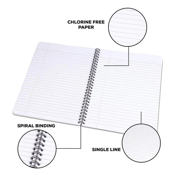 Classmate Pulse Spiral Notebook - Single line, 300 Pages, Wiro, 24cm x 18cm