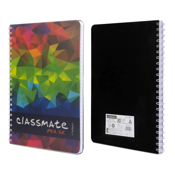 Classmate Pulse 6 Subject Spiral Notebook - Pack of 1 | Single Line | 300 Pages | A4 - 29.7cm x 21.0cm | Attractive Cover Designs | Soft Cover | Notebooks for College Students - A4