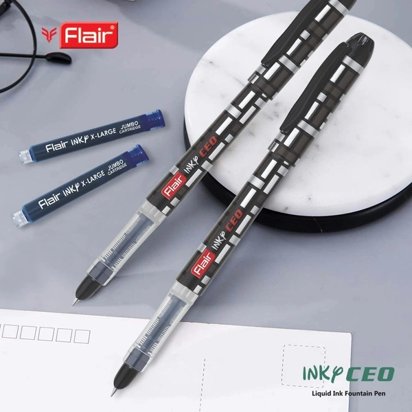 FLAIR Inky Series CEO Liquid Ink Fountain Pen Blister Pack | Ergonomic Grip, Light Weight & Attractive Design 