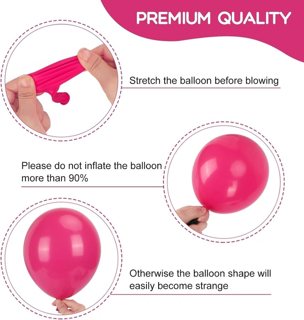 Hot Pink Balloons Latex Party Balloons, 50 Pack 10 Inches Balloons For Birthday Decorations, Baby Shower, Balloon Modelling, Balloon Arch Decorations, Pack Of 50