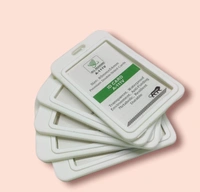 Plastic ID Cover Card Holder for Office and School use locking style vertical (White)