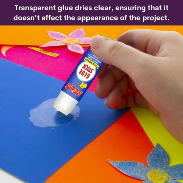 Officemate Glue Stick Non Toxic Transparent Adhesive for Decorations & Craft Projects 8 Gram - 8g