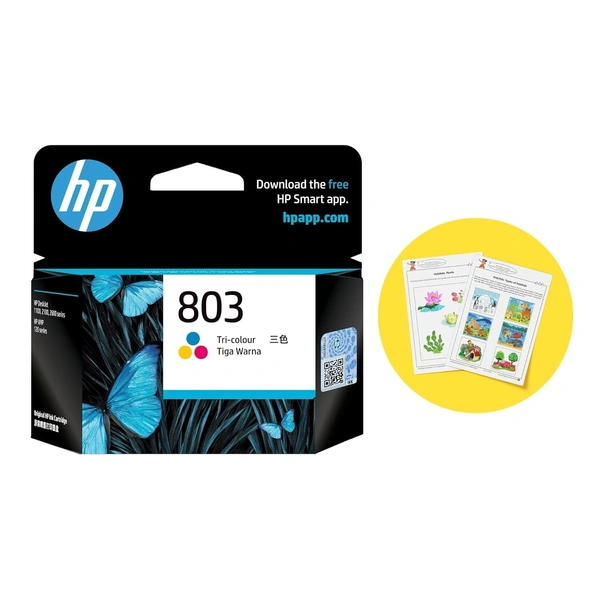 HP 803 Tri-Color Original Ink Cartridge,Tri-Color (CMY)