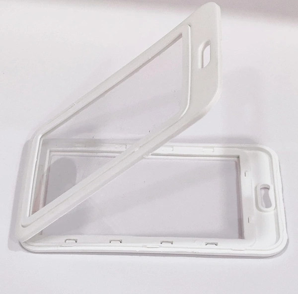 Plastic ID Cover Card Holder for Office and School use locking style vertical (White)