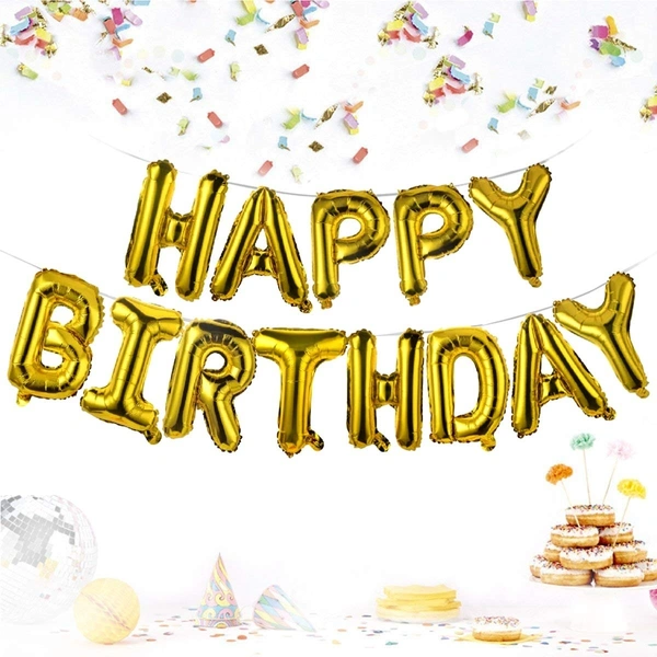 Happy Birthday Letter Foil Balloon Birthday Party Supplies, Happy Birthday Balloons For Party Decoration - Golden
