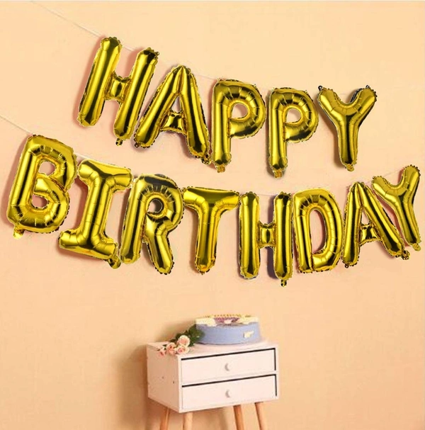Happy Birthday Letter Foil Balloon Birthday Party Supplies, Happy Birthday Balloons For Party Decoration - Golden