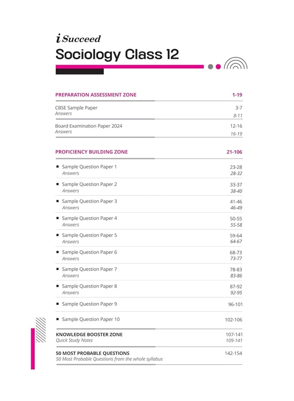 Arihant i Succeed 10 Sample Question Papers for Sociology Class 12th | As per latest CBSE Sample Paper issued on 5 Sept. 2024 | 50% CBQs in each paper | Detailed Answers with Step Marking | Fully Solved Latest CBSE Sample Paper For Exam 2025
