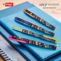 FLAIR Inky Series Monster Liquid Ink Fountain Pen Blister Pack | Rounded Nib With Iridium Tip | Attractive Body | 2 Pieces X-Large Jumbo Cartridges With Each Pack | Blue Ink