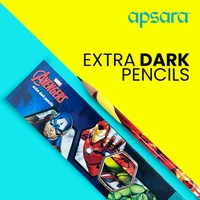 Apsara Marvel Avengers Pencil, Round Body for Strong Grip, Marvel Pencils, Avengers Pencil, Super Fun Pencils for Kids, Easy Sharpening, Extra Dark, Free Sharpener & Eraser (Pack of 10)
