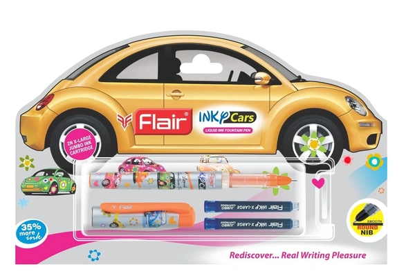 FLAIR Inky Series Cars Liquid Ink Fountain Pen Blister Pack