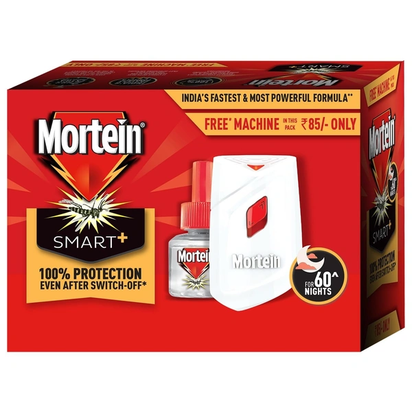 Mortein 45 ml Refill + Machine, Fits All Machines | SmartPlus Mosquito Killer Combo | 100% Protection from Dengue Mosquitoes | Insect & Mosquito Repellent (1 Machine+1 Refill)