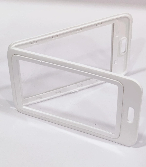 Plastic ID Cover Card Holder for Office and School use locking style vertical (White)