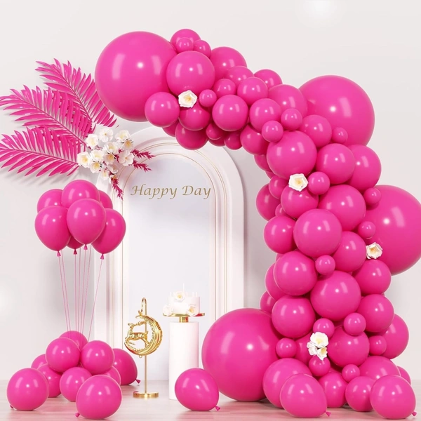 Hot Pink Balloons Latex Party Balloons, 50 Pack 10 Inches Balloons For Birthday Decorations, Baby Shower, Balloon Modelling, Balloon Arch Decorations, Pack Of 50