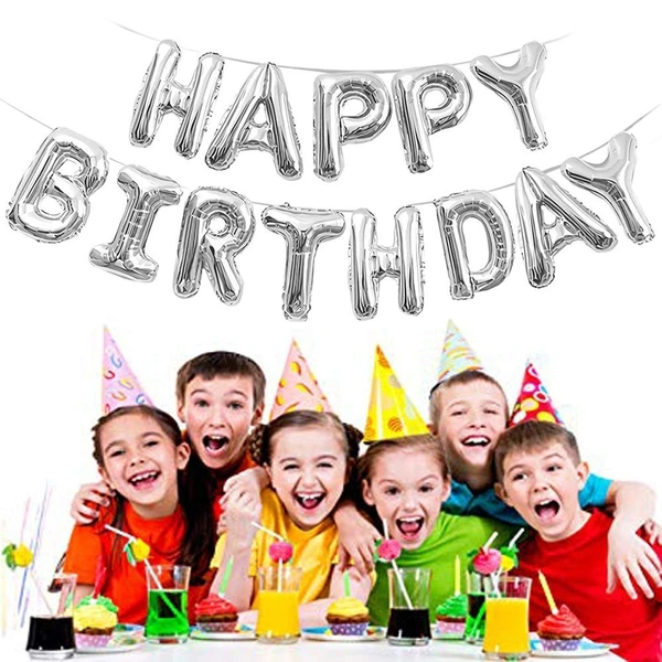 Happy Birthday Letter Foil Balloon Birthday Party Supplies, Happy Birthday Balloons For Party Decoration - Silver