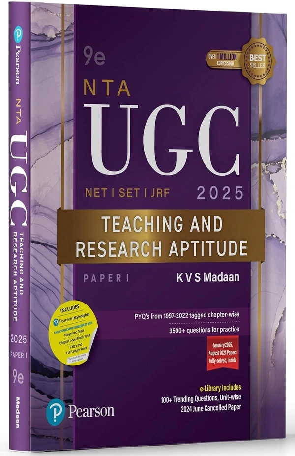 Pearson NTA UGC NET 2025 Paper 1 by KVS Madaan | Teaching & Research Aptitude | NET/SET/JRF | 3500+ Practice Questions | Unit-wise Previous Years’ Questions (1997-2022) | Fully Solved Papers from 2022-2025 | Chapter-wise Digital Diagnostic Tests, Mock Tests & 10 Full-Length Tests accessible through Pearson MyInsights