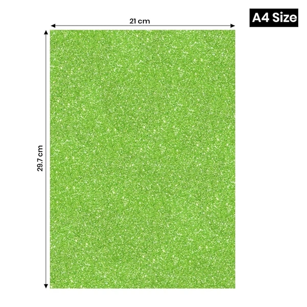 A4 Size Glitter Foam Sheets Adhesive , Grass Green Colour- for Art & Craft, Decoration, Gift Wrapping, Scrapbooking etc