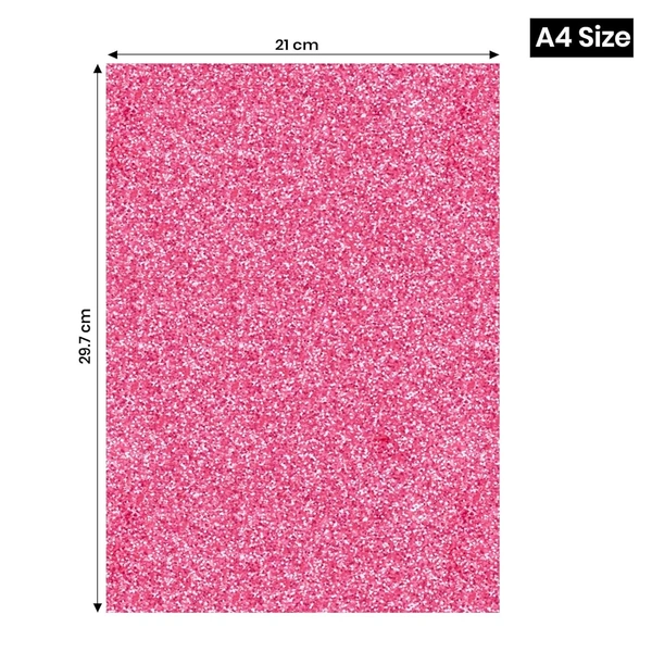 A4 Size Glitter Foam Sheets Adhesive , Pink Colour- for Art & Craft, Decoration, Gift Wrapping, Scrapbooking etc