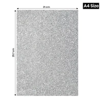 A4 Size Glitter Foam Sheets Adhesive , Silver Colour- for Art & Craft, Decoration, Gift Wrapping, Scrapbooking etc