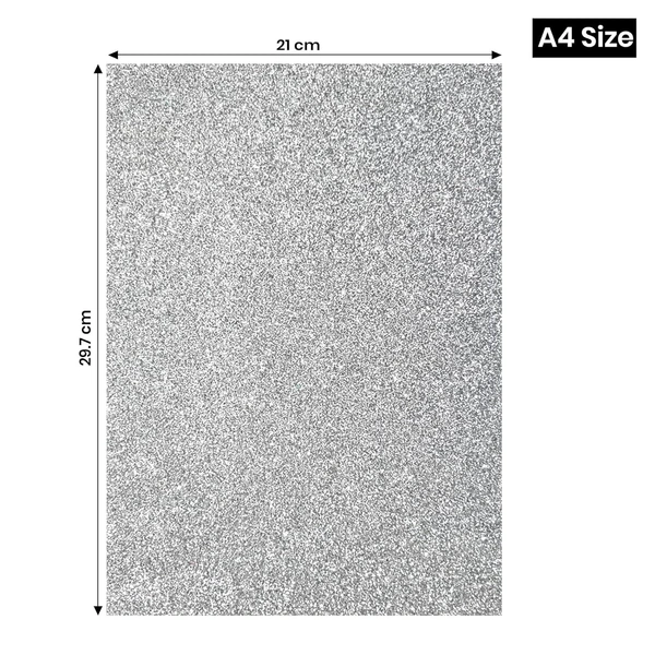 A4 Size Glitter Foam Sheets Adhesive , Silver Colour- for Art & Craft, Decoration, Gift Wrapping, Scrapbooking etc