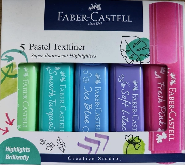 Faber-Castell Wallet of Pastel Color Textliner Pastel (Set of 5, Multicolor) Pastel Highlighter