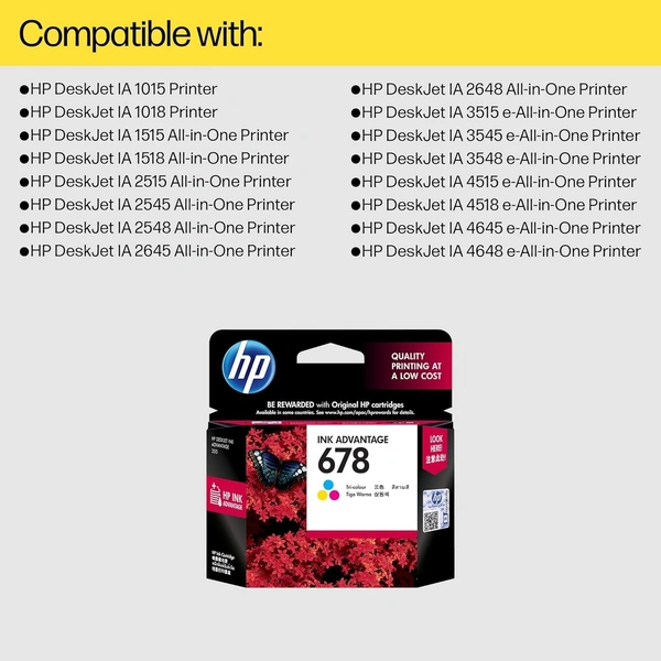 HP 678 Tri-Color Original Ink Advantage Cartridge