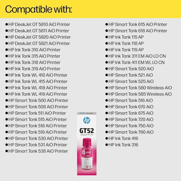 HP GT52 70-ml Magenta Ink Bottle