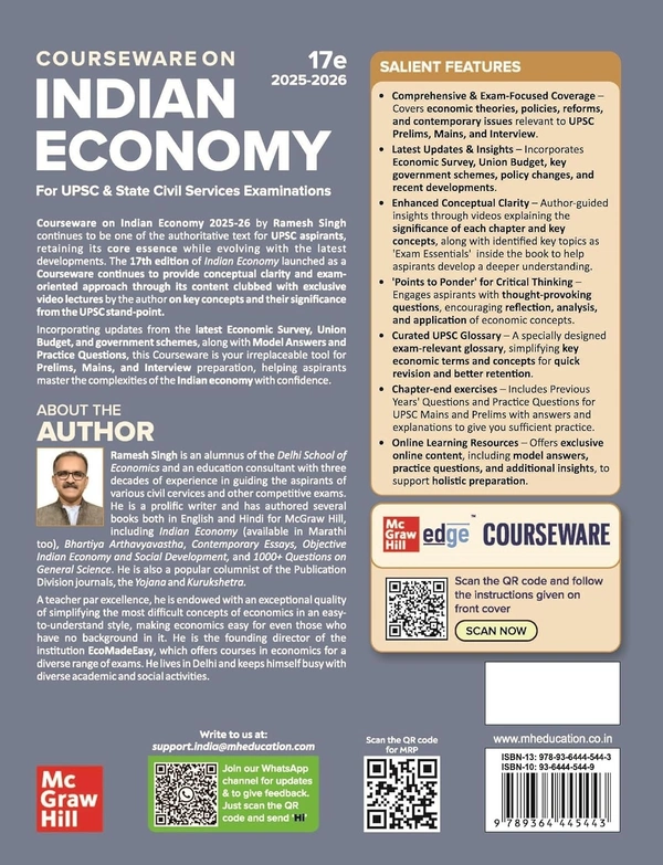 Indian Economy Courseware (English) by Ramesh Singh for UPSC CSE 2025-26 | 17th edition (latest) | Civil Services Exam - Prelims, Mains and Interview