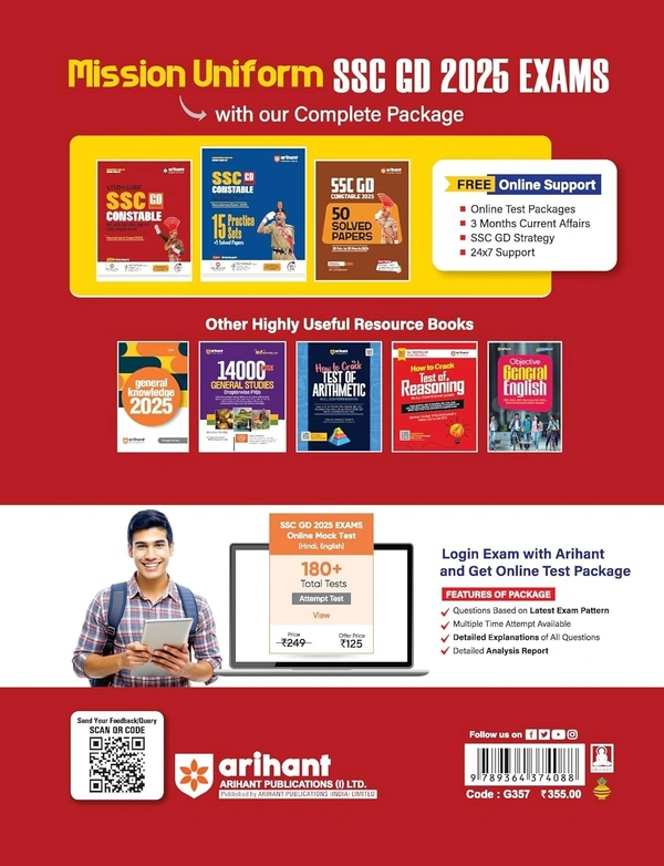 Arihant Study Guide for SSC GD Constable Recruitment Exam 2025 Comprehensive Coverage with Current Affairs | Solved Papers | Practice Sets