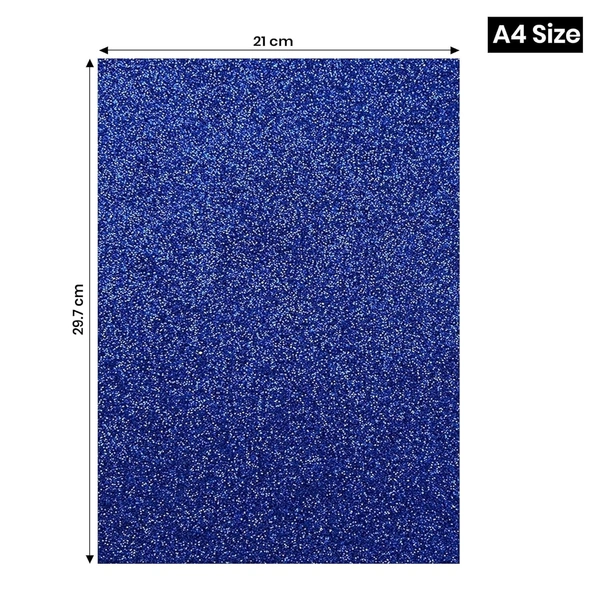 A4 Size Glitter Foam Sheets Adhesive , Dark Blue Colour- for Art & Craft, Decoration, Gift Wrapping, Scrapbooking etc