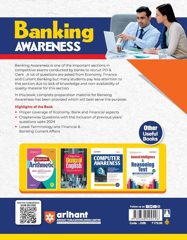 Arihant Revised Edition 2025 of Banking Awareness for IBPS, SBI Clerk, & Other Banking Exams | With Economic Survey 2024-25, Budget 2025-26, & 15 Online Tests