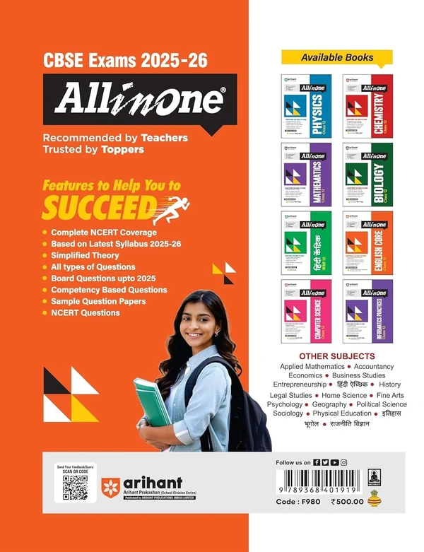 Arihant All in One English Core Class 12 for CBSE Exams 2025-26 | Detailed Study Material for all Three Sections, NCERT & Other Important Questions, CBQs, Extract Based & SA, LA, Sample Questions Papers, Assessment of Speaking & Listening Skills (ASL), Board Questions Upto 2025
