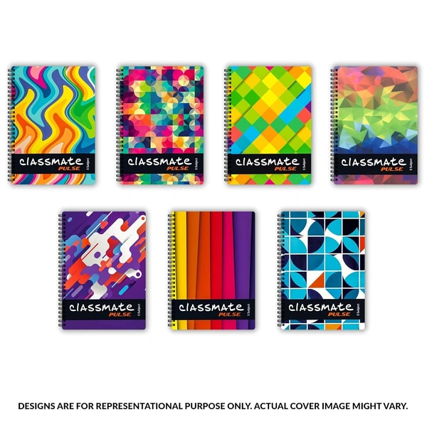 Classmate Pulse 6 Subject Spiral Notebook - Pack of 1 | Single Line | 300 Pages | A4 - 29.7cm x 21.0cm | Attractive Cover Designs | Soft Cover | Notebooks for College Students - A4