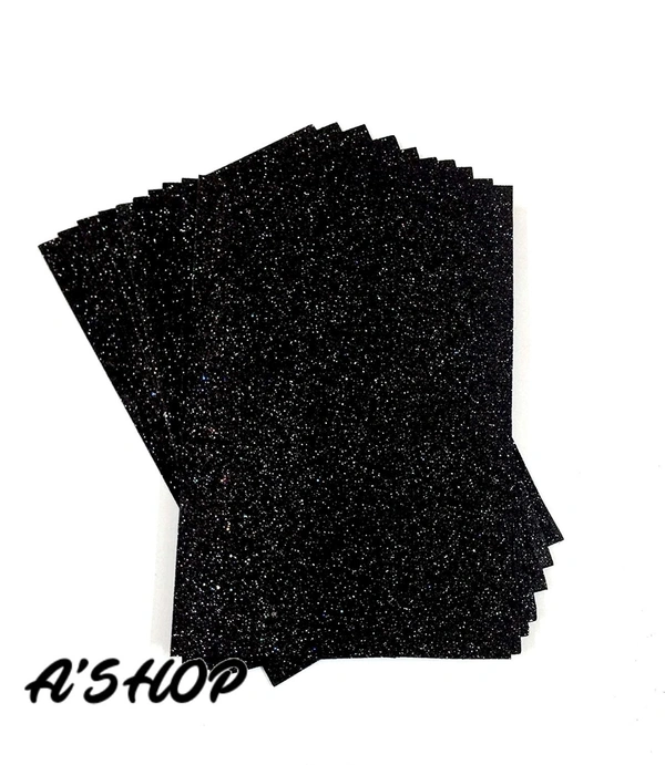 A4 Size Glitter Foam Sheets Adhesive , Black Colour- for Art & Craft, Decoration, Gift Wrapping, Scrapbooking etc