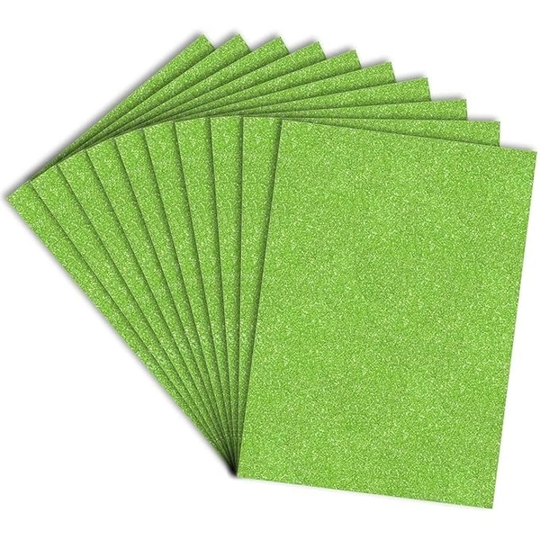 A4 Size Glitter Foam Sheets Adhesive , Grass Green Colour- for Art & Craft, Decoration, Gift Wrapping, Scrapbooking etc