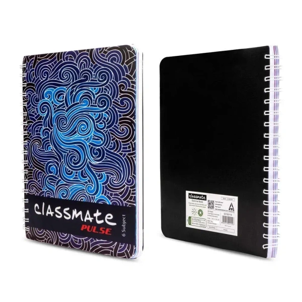 Classmate Pulse 6 Subject spiral notebook , 24.0 cm x 18.0 cm, 300 pages, Unruled