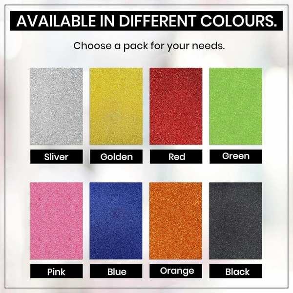 A4 Size Glitter Foam Sheets Adhesive , Black Colour- for Art & Craft, Decoration, Gift Wrapping, Scrapbooking etc